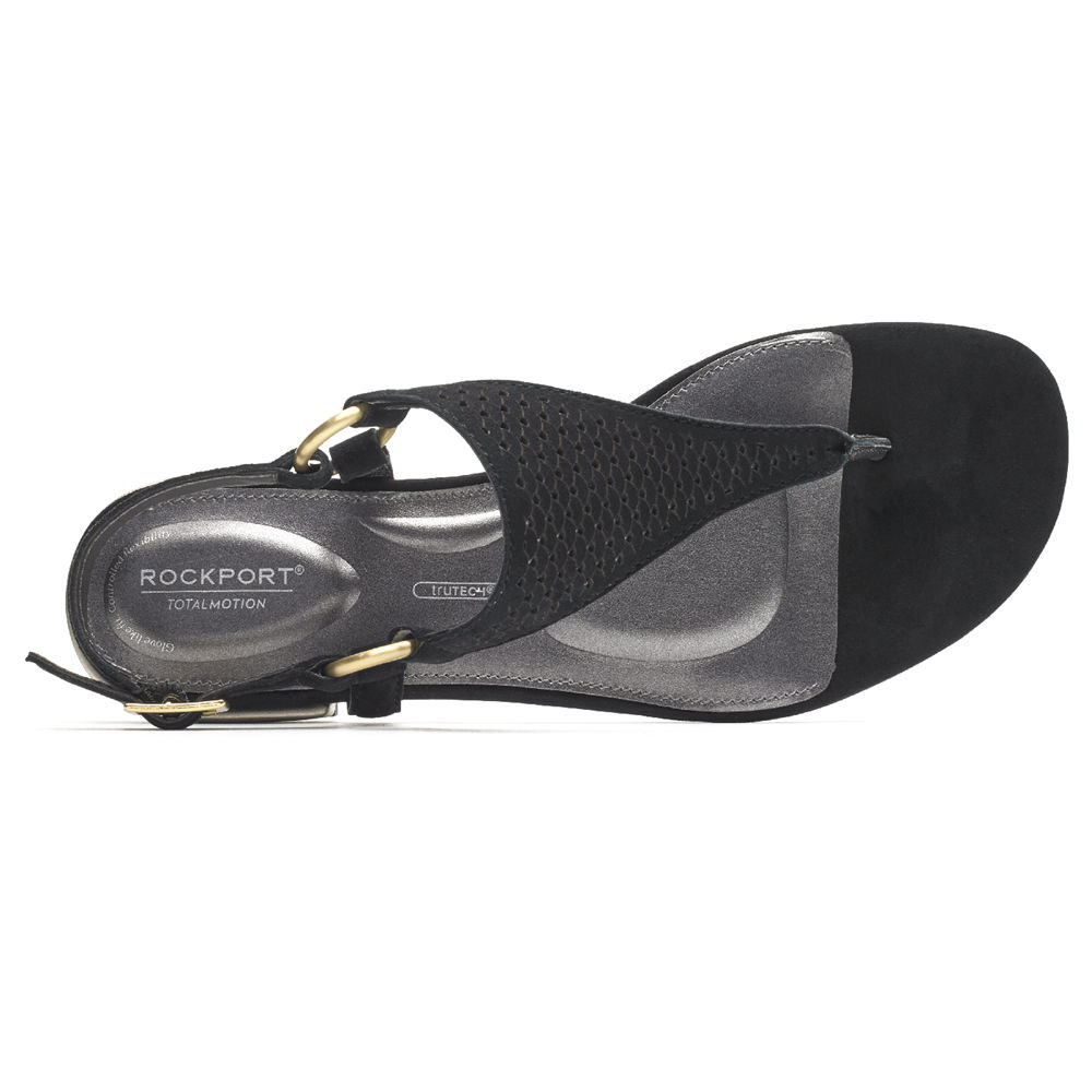 Sandalias Rockport Mujer Mexico - Total Motion Zosia Thong Negros - XEGSM5206